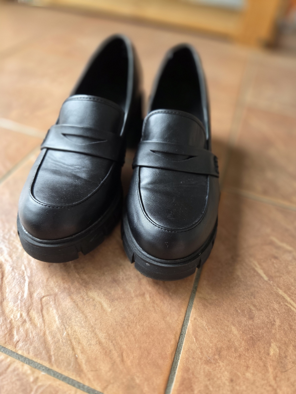 Black Steve Madden Chunky Heeled Loafers